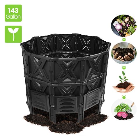 Ejwox Large Compost Bin 143 Gallon 540 L Garden Composter With