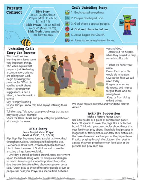 Jesus Taught About Prayer Parents Connect Page Childrens Bible