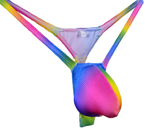 Buy Wosesemens Swim Thong Bulge Pouch G String Bikini Rainbow Online At