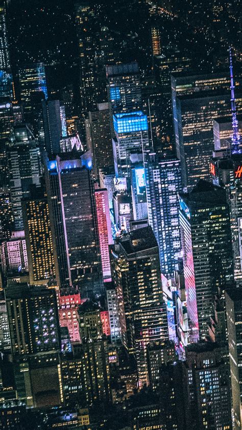 1440x2560 New York Dark City Night Lights Buildings View