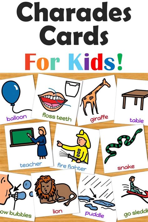 Free Printable Charades Cards With Pictures Printable Templates