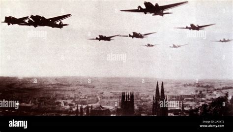German Aircraft Used By The Nationalist Air Force Fly Over Burgos