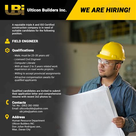 Now Hiring Field Engineers Ulticon Builders Inc Ulticon Builders Inc