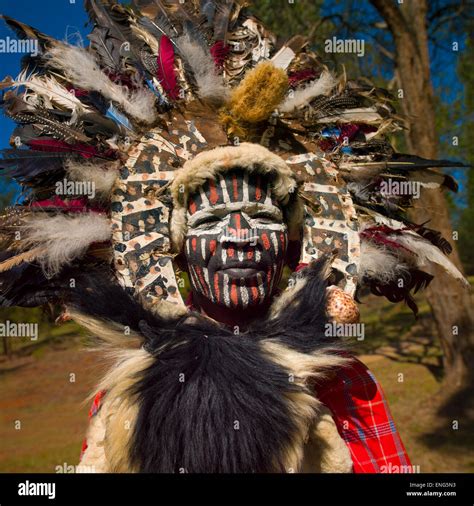 Kikuyu Tribe Man With Facial Make Up Laikipia County Thomson Falls