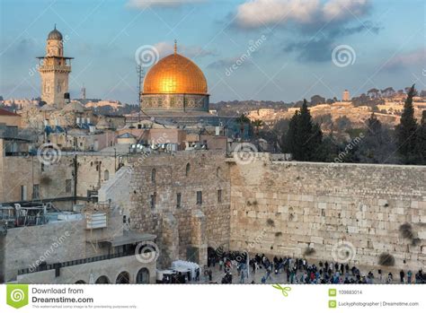 Western Wall And Golden Dome Of The Rock In Jerusalem Old City Israel