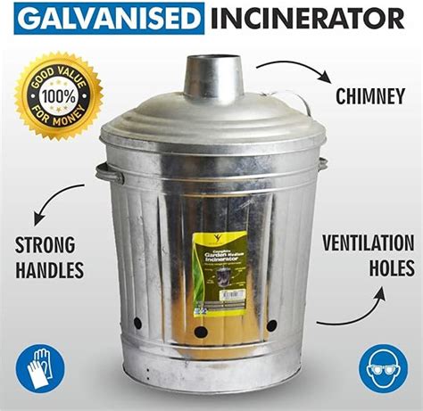 Galvanised Incinerator Fire Bin For Rubbish Wood Garden Waste 60l