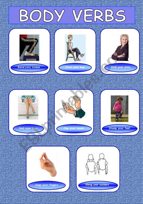 Body Movement Verbs Esl Printable Vocabulary Learning