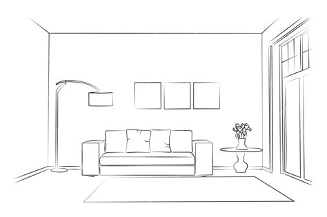 Premium Vector Living Room Graphic Black White Home Interior Sketch