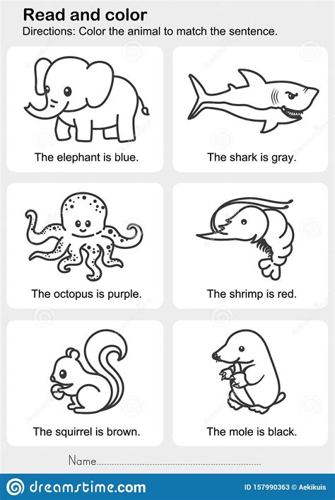 Read And Color Color The Animal To Match The Sentence