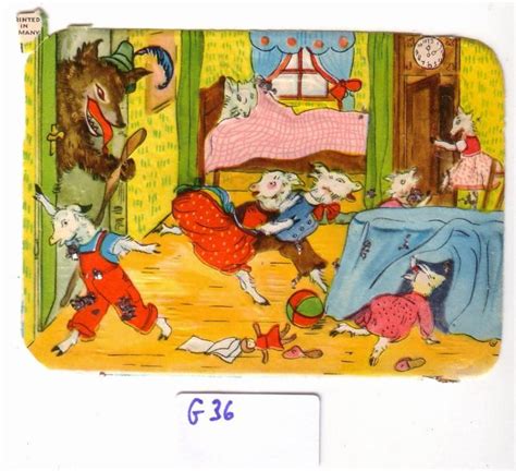 Da ging der wolf fort zum krämer und kaufte sich ein großes stück kreide. Glanzbild Der Wolf und die sieben 7 Geißlein Geisslein ...