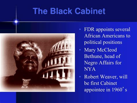 A group of prominent african americans were popularly known as fdr's black cabinet. PPT - African Americans in the 1930 ' s and 1940 ' s ...