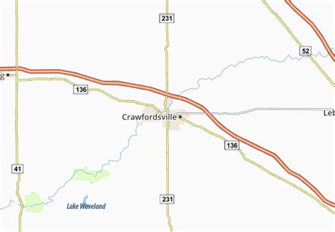 Michelin Landkarte Crawfordsville Stadtplan Crawfordsville Viamichelin
