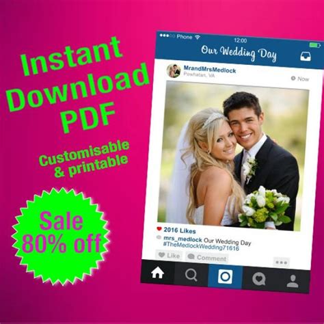 And if you have a business it'll get your brand noticed. Instagram Frame PDF Fully Customised, Photo Booth Prop, Personalised Frames, Wedding Props ...