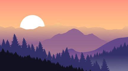 We found for you 15 drawing sunsets mountain png images with total size: Beautiful sunset at mountains. Vector illustration | Идеи озеленения, Пейзажи, Иллюстрации природы