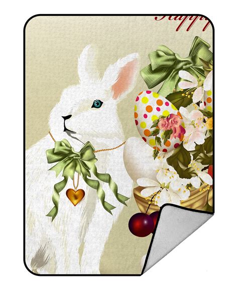 Gckg Happy Easter Rabbit And Eggs Fleece Blanket Crystal Velvet Front