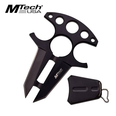 Tactical Double Edge Neck Knife Black Handle With Finger Ring Holes