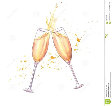 Cheers Pair Of Champagne Glasses Stock Illustration Illustration Of Drawn Cheers 102025157
