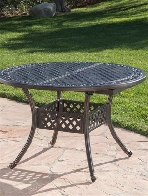 Outdoor Patin Copper Finished Expandable Aluminum Dining Table