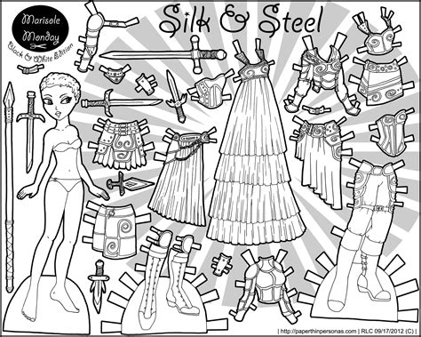 Silk And Steel Paper Doll In Black And White • Paper Thin Personas