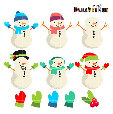 Cute Snowman Clip Art Set Daily Art Hub Free Clip Art