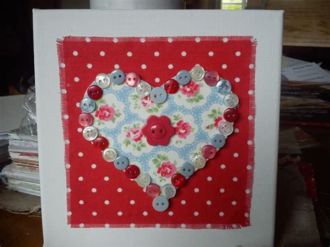 Cath Kidston Fabric And Buttons Heart On Mini Canvas Handmade By Me