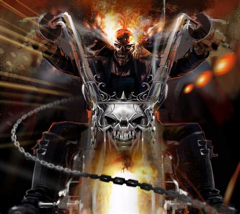 5120x2880px 5k Free Download Ghost Rider Bike Drawn Fire Flame