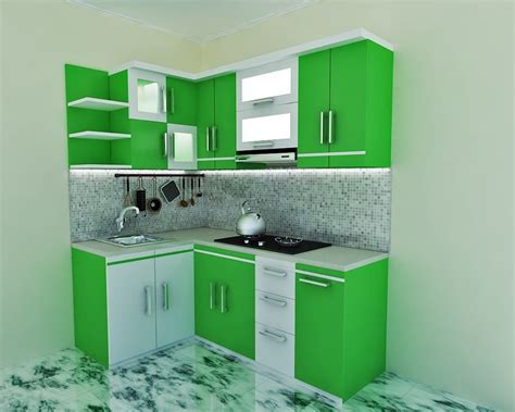 Bila anda memiliki rumah dengan area dapur yang berukuran sangat terbatas, desain kitchen set minimalis dengan model single line/straight ini sangat tepat diaplikasikan untuk dapur anda. Desain Dapur Warna Hijau | Desain dapur, Dapur kecil, Dapur