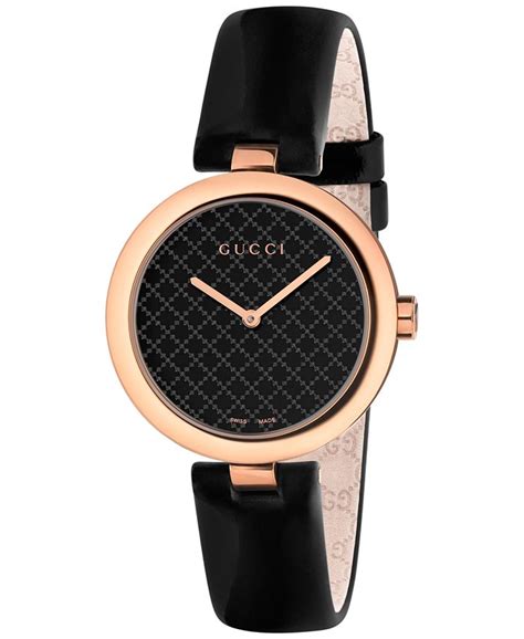 Gucci Womens Swiss Diamantissima Black Leather Strap Watch 32mm