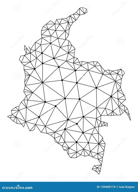 Polygonal 2d Mesh Vector Map Of Colombia Stock Vector Illustration Of