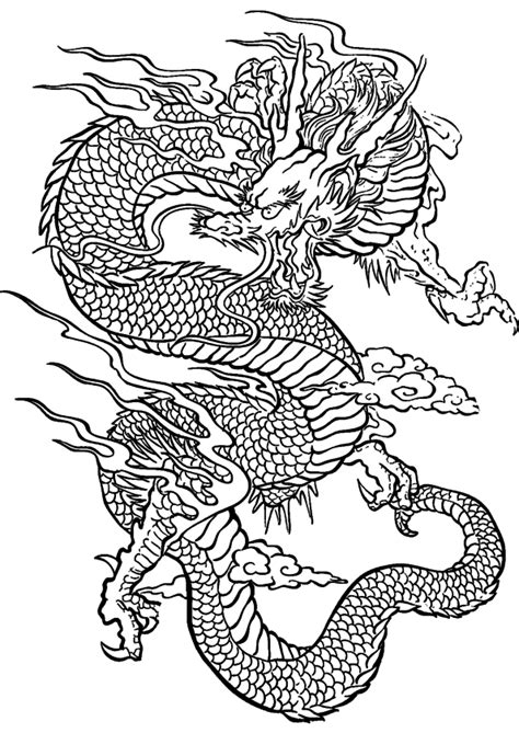 Coloriage dragon chinois à imprimer