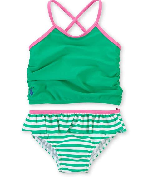 Ralph Lauren Baby Girls 2 Piece Tankini Swimsuit Kids Baby Girl 0