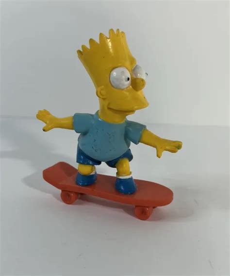Vintage 1990 Simpsons Bart Simpson Red Skateboard 4” Pvc Figure 90s