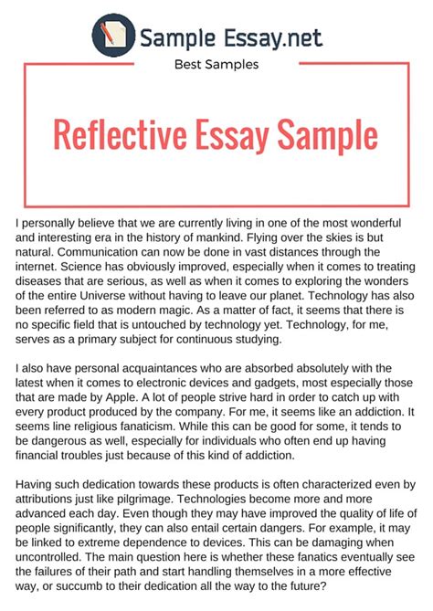 Example Of Reflective Essay That Really Stand Out Sample Essay Medium