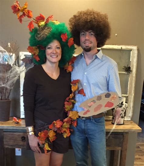 Bob Ross And A Happy Tree Couple Costume Couples Costumes Bob Ross