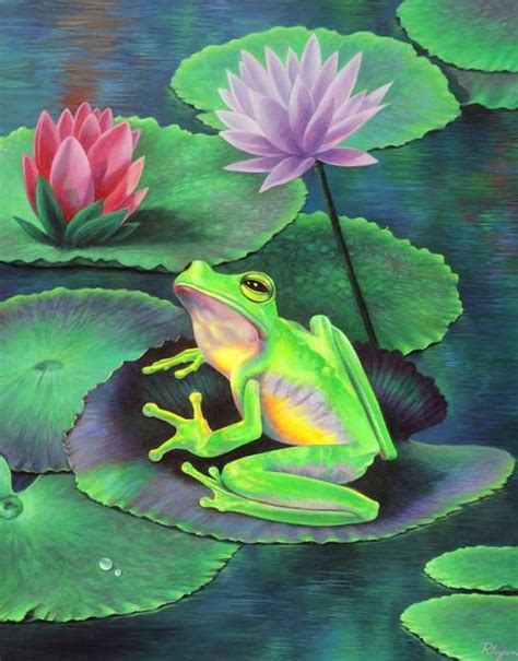 Frog On Lilypad By Vivien Rhyan Frog Art Frog Illustration Frog
