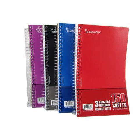 Wholesale Spiral Bound Notebooks 3 Subject College Ruled