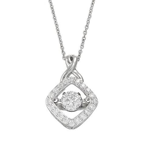 Silver Floating 12 Carat Tw Simulated Diamond St Necklace In 2021