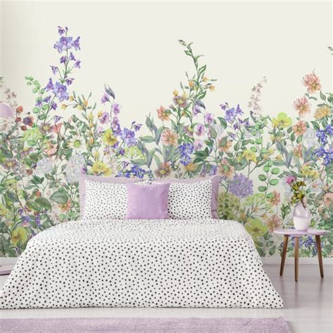 Floral Garden Lilac Mural Dunelm