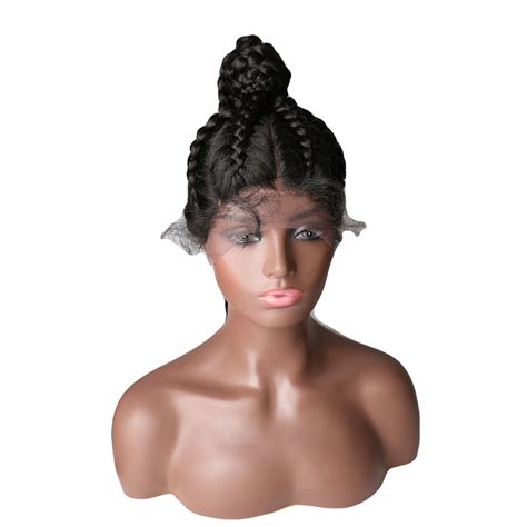 360 Full Lace Braided Wigs For Black Women Synthetic Lace Front Wig