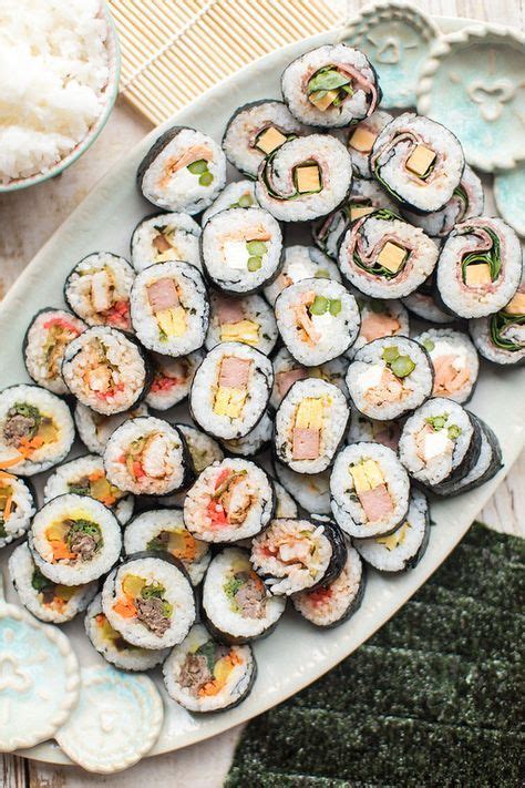 6 dried seaweed sheets 2 carrots 1 japanese cucumber 5 eggs 6 danmuji (korean sweet radish pickle (danmuji) recipe). 5 Fusion Kimbap (Seaweed Rice Rolls) #kimbap #sushi | Best ...
