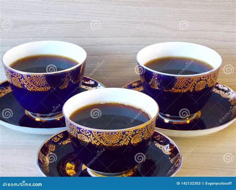 Three Cups Of Morning Hot Coffe Stock Image Image Of Lock Coffe 142132303