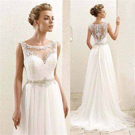 Plus size dresses wholesale off shoulder wedding dress bridal gowns vestidos de novia luxury lace bridal gowns with long train. 2016 New Sleeveless Lace Illusion Neckline Plus Size ...