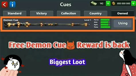 Get access to various match locations and play against the best pool players. 8 Ball Pool New Reward Get Free  Demon Cue  New Tricks ...