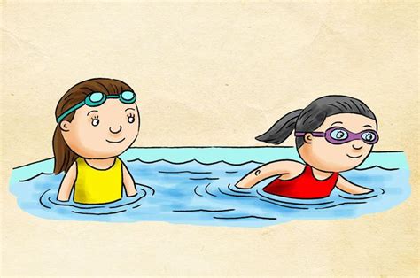 30 Ide Keren Gambar Anak Perempuan Berenang Di Kolam Renang Kartun