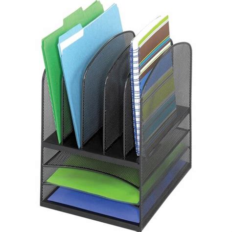 safco onyx mesh letter tray desktop organizer 5 compartment s 13 height x 11 4 width x 9