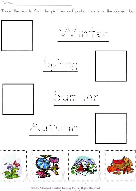Four Seasons Worksheet For Kindergarten