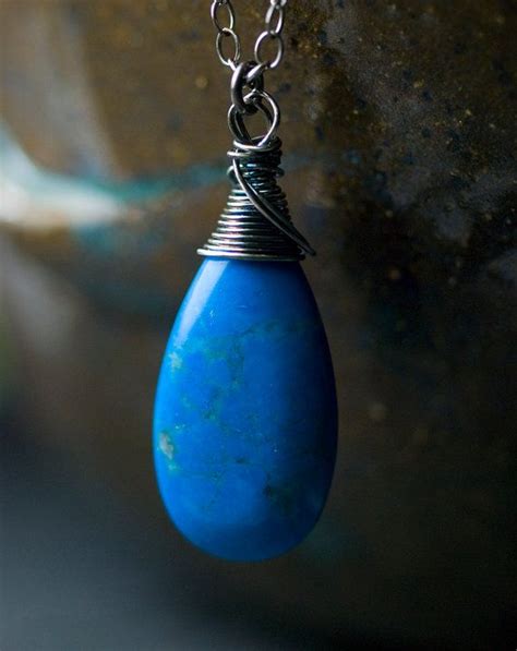 Blue Howlite Turquoise Wirewrapped Pendant Sterling Silver Etsy