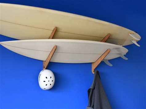 Bamboo And Birch Surfboard Rack Horizontal Wall Mounted Indoor And