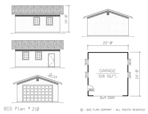 Building Plans for Two Car Garage | Plan #210