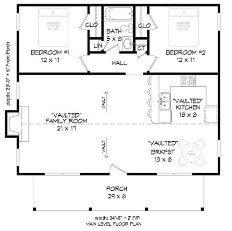 1000 Sq Ft Ranch House Plan 2 Bedrooms 1 Bath Porch